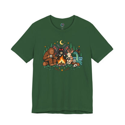 Cryptid Campfire T-Shirt – Bigfoot, Mothman & Nessie Tee