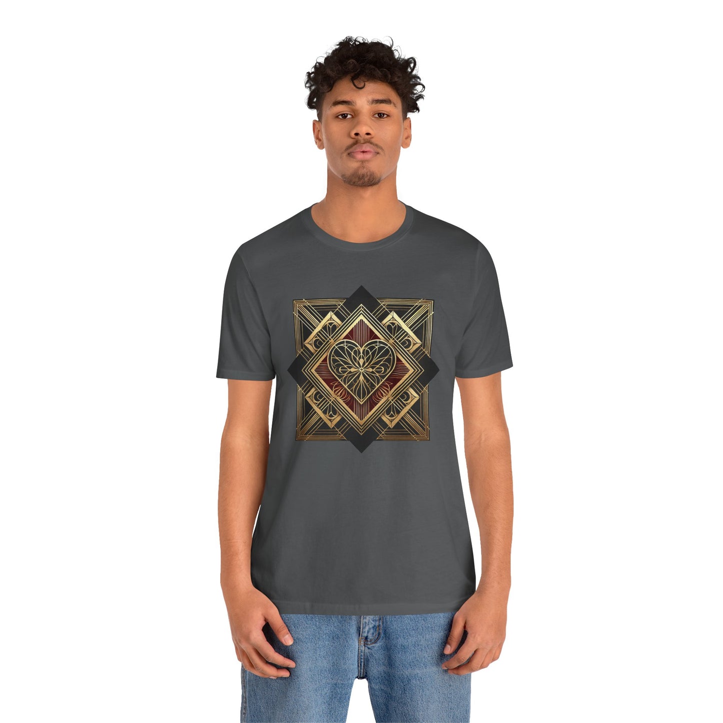 Art Deco Heart T-Shirt – Romantic Valentine's Day Graphic Tee