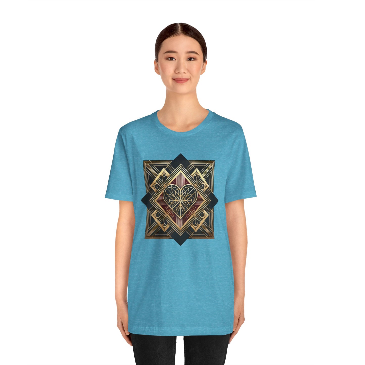 Art Deco Heart T-Shirt – Romantic Valentine's Day Graphic Tee