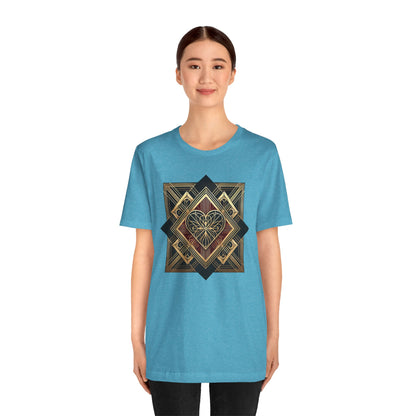 Art Deco Heart T-Shirt – Romantic Valentine's Day Graphic Tee