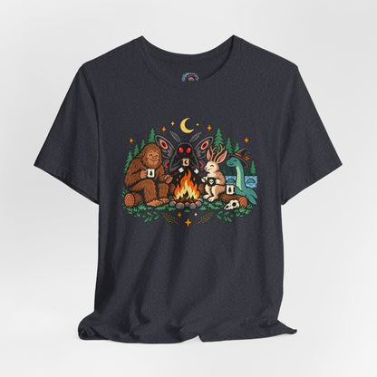 Cryptid Campfire T-Shirt – Bigfoot, Mothman & Nessie Tee