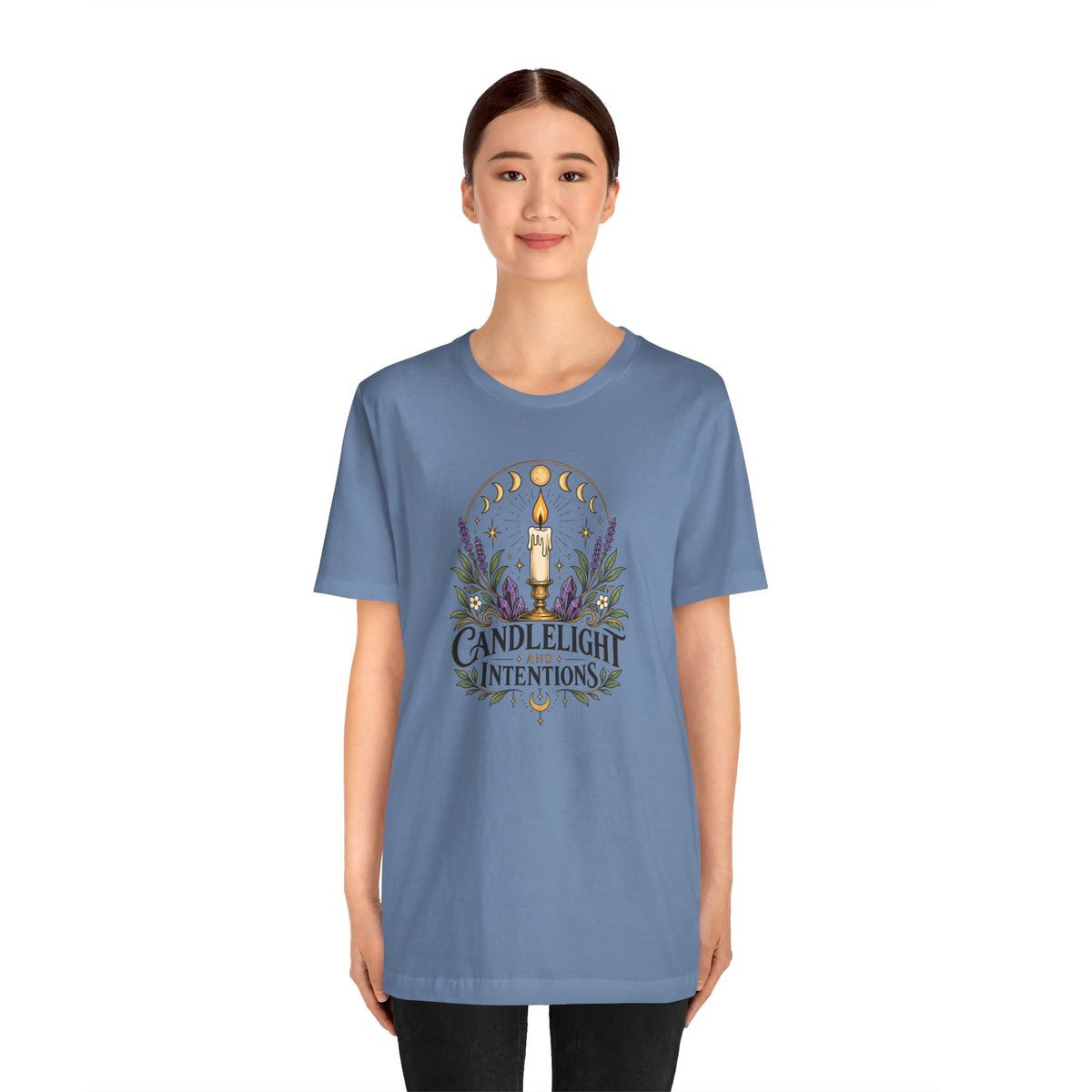 Candlelight and Intentions T-Shirt – Witchy Celestial Tee