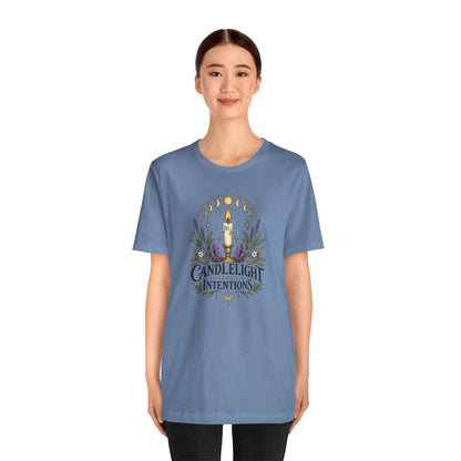 Candlelight and Intentions T-Shirt – Witchy Celestial Tee