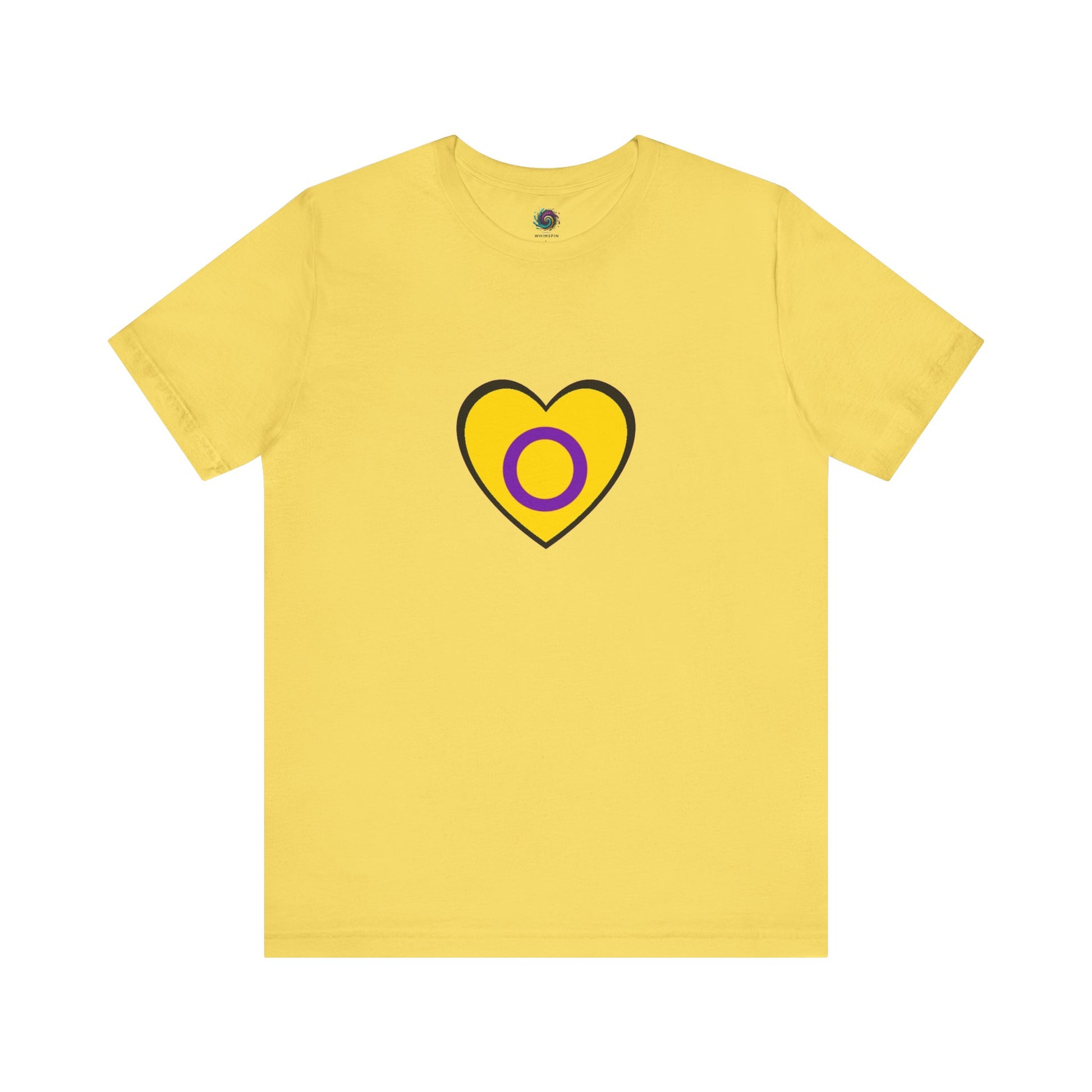 Intersex Pride Flag Heart T-Shirt – Minimalist LGBTQ+ Support Tee - WhimSpin - https://whimspin.com