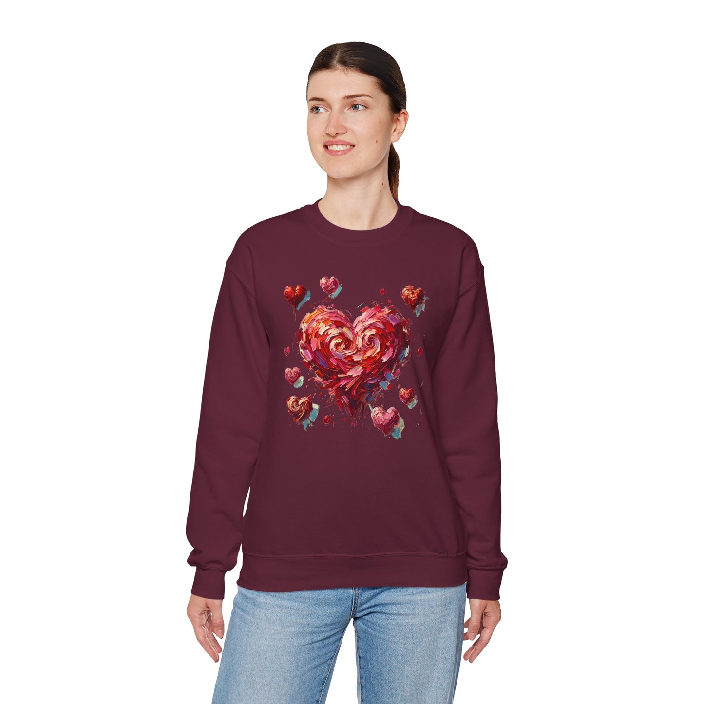 Impressionistic Heart Sweatshirt – Painterly Valentine's Day Art Pullover