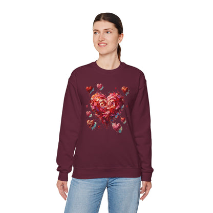Impressionistic Heart Sweatshirt – Painterly Valentine's Day Art Pullover