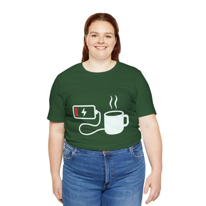 Low Battery Need Coffee Tee – Funny Caffeine Graphic T-Shirt