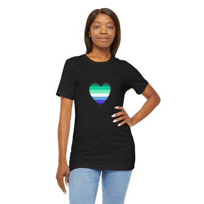 Gay Men’s Pride Flag Heart T-Shirt – LGBTQ+ Flag Design on Unisex Tee
