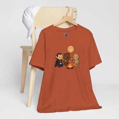 Halloween Monsters Campfire T-Shirt – Cute Monster Shirt with Roasting Marshmallows