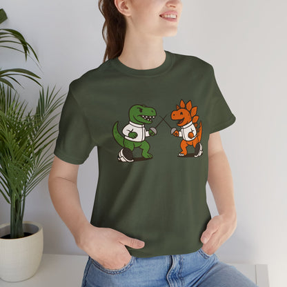 Dinosaur Fencing T-Shirt – T-Rex vs Stegosaurus Tee