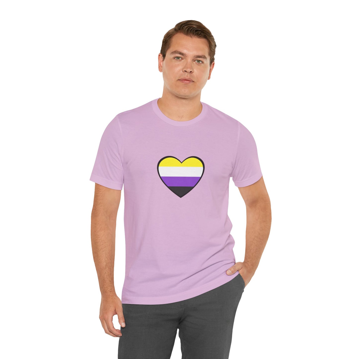 Nonbinary Pride Flag Heart T-Shirt – Unisex LGBTQ+ Graphic Tee