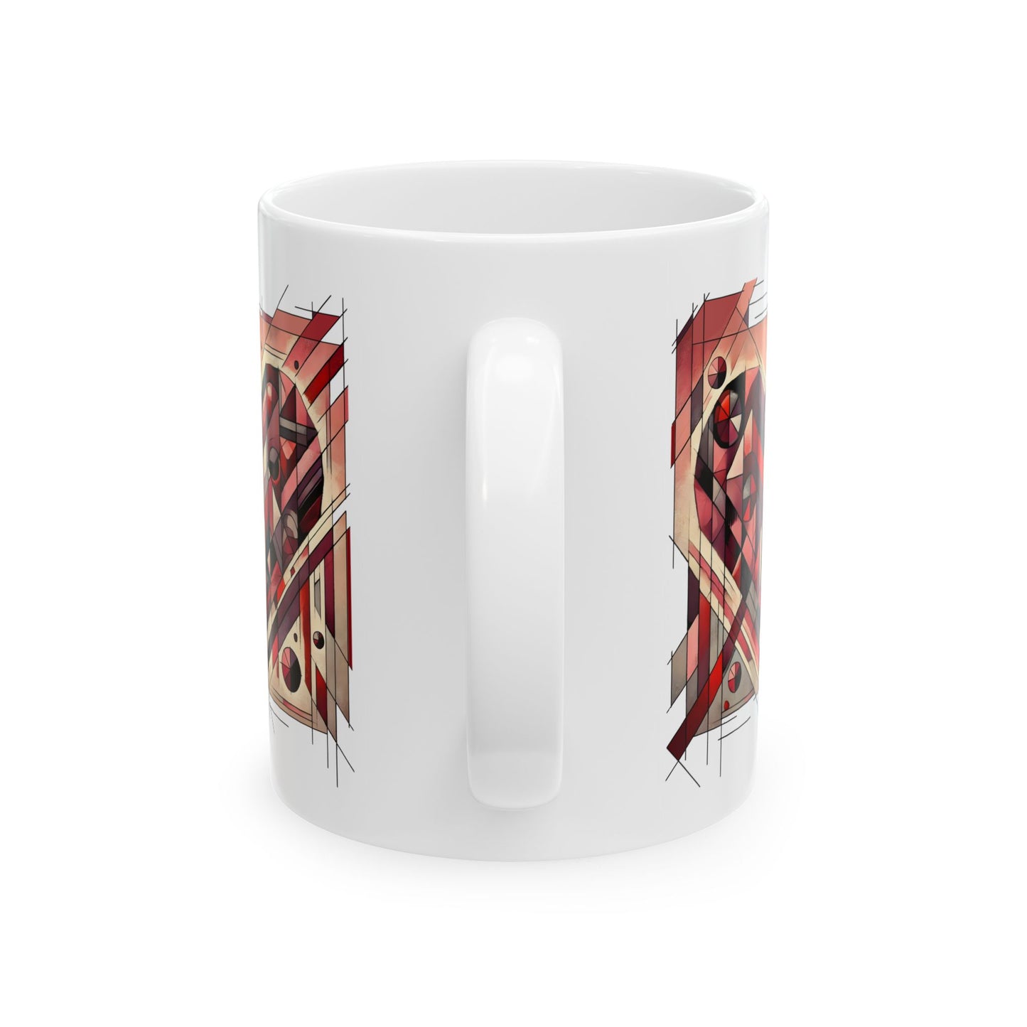 Cubist Heart Mug – Modern Art Valentine's Day Ceramic Coffee Cup (11oz/15oz)