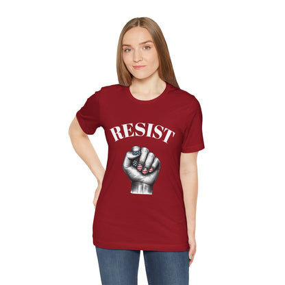 Resist Feminist Power Fist Tee – USA Flag Nails Protest Shirt - WhimSpin - https://whimspin.com