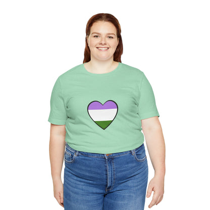 Genderqueer Flag Heart T-Shirt – Unisex LGBTQ+ Graphic Tee
