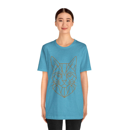 Geometric Cat T-Shirt – Minimalist Line Art Tee - WhimSpin - https://whimspin.com