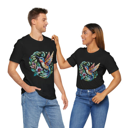 Stained Glass Hummingbird Tee – Vibrant Nature Shirt - WhimSpin - https://whimspin.com