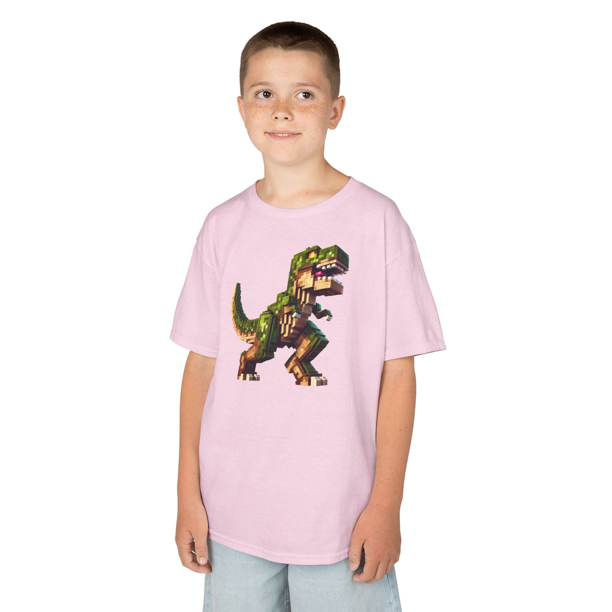 Pixel Dinosaur Kids T-Shirt – Retro Pixel T-Rex Gamer Tee