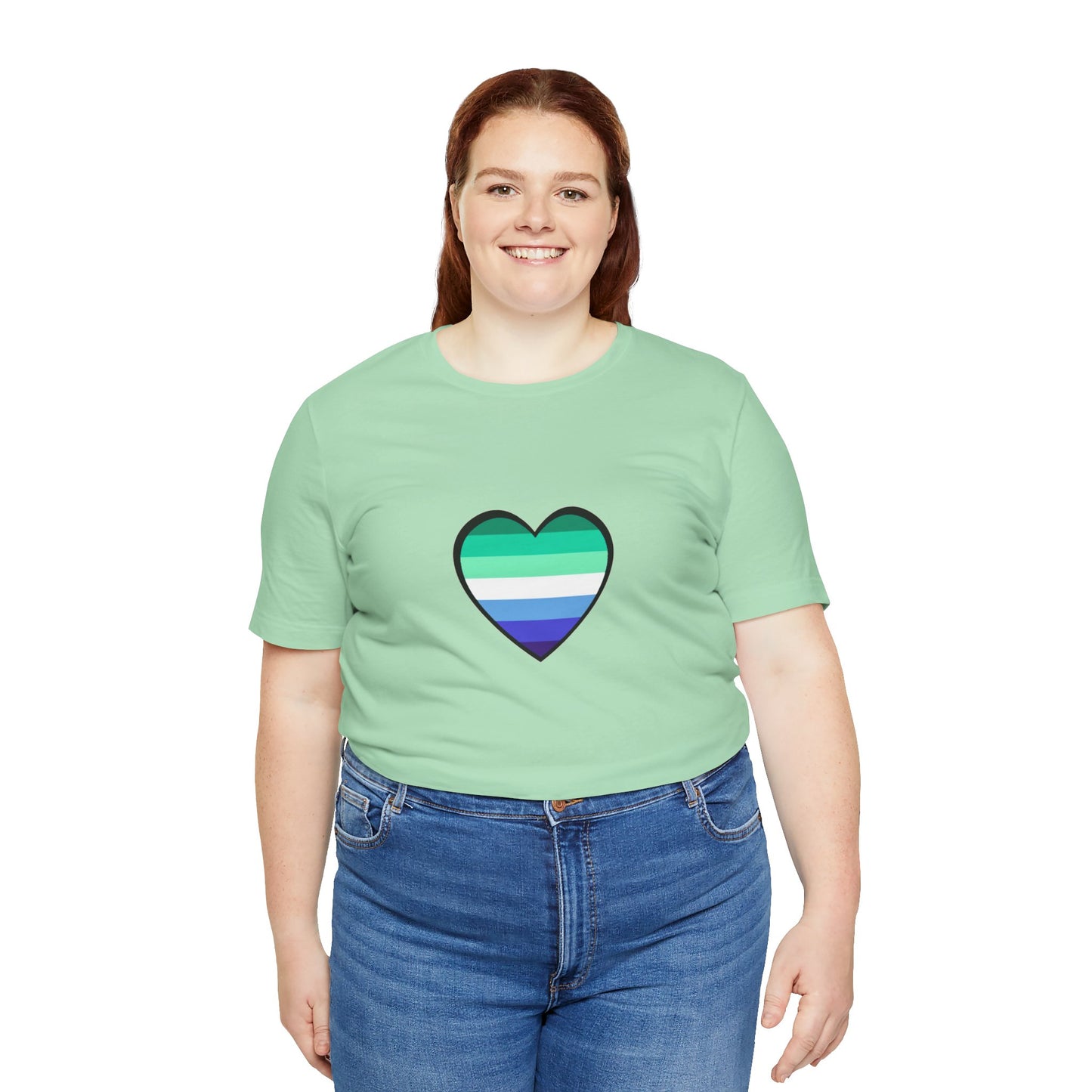 Gay Men’s Pride Flag Heart T-Shirt – LGBTQ+ Flag Design on Unisex Tee