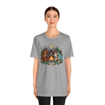 Cryptid Campfire T-Shirt – Bigfoot, Mothman & Nessie Tee