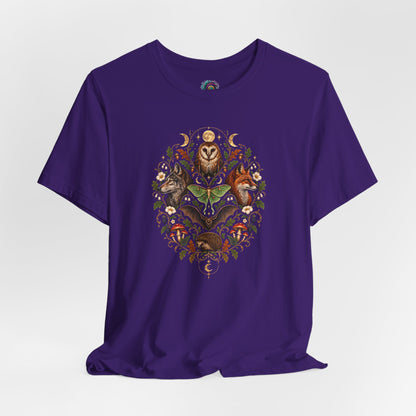 Nocturnal Woodland Animals T-Shirt – Moonlit Nature Tee