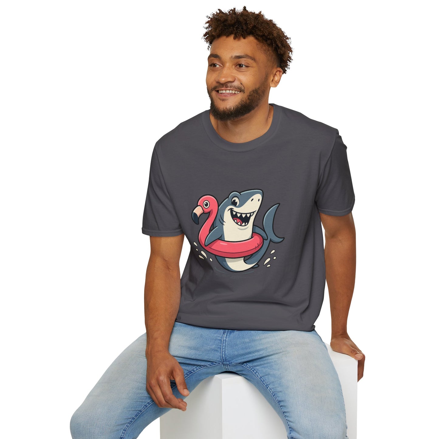 Shark & Flamingo Floatie T-Shirt – Funny Beach & Pool Day Tee