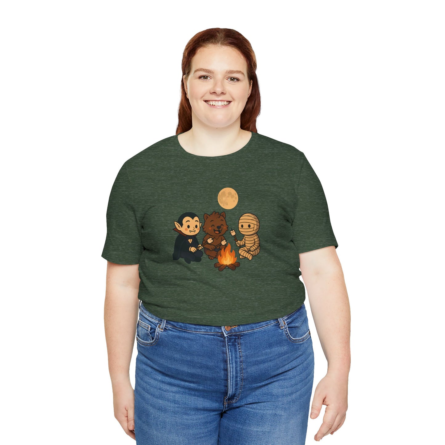 Halloween Monsters Campfire T-Shirt – Cute Monster Shirt with Roasting Marshmallows