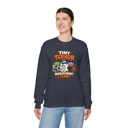 Tiny Terror Management Team Sweatshirt – Funny Halloween Parent Crewneck