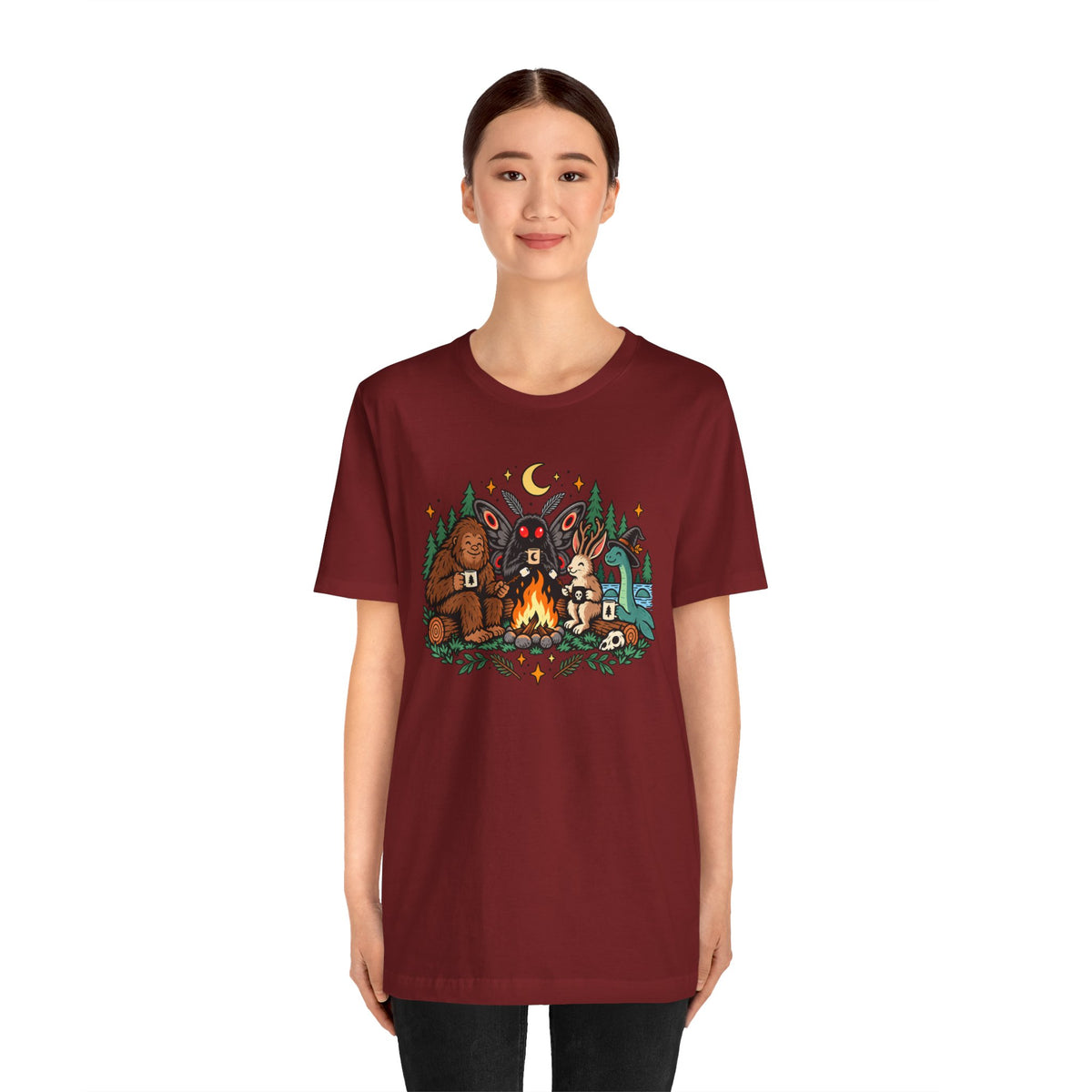 Cryptid Campfire T-Shirt – Bigfoot, Mothman & Nessie Tee