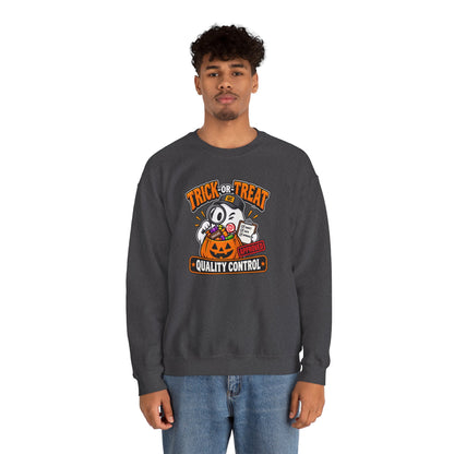 Trick-or-Treat Quality Control Sweatshirt – Funny Halloween Cozy Top
