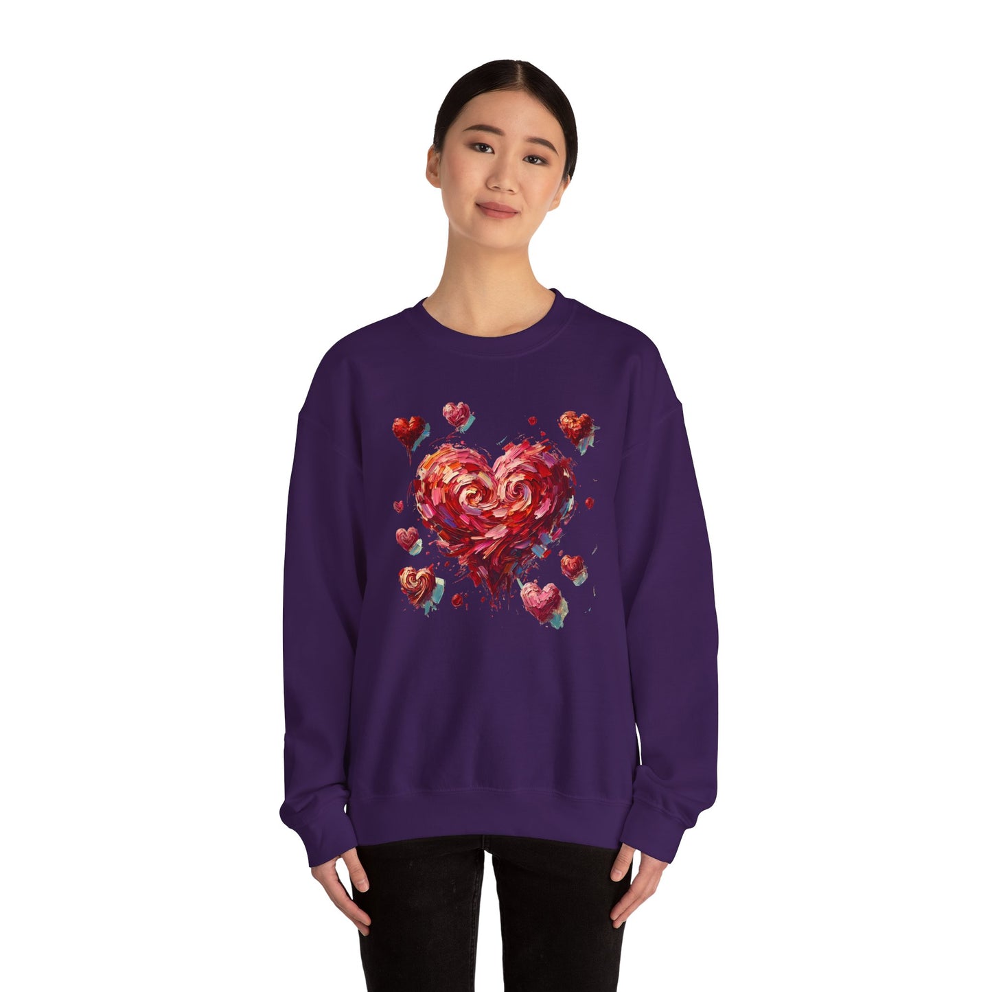 Impressionistic Heart Sweatshirt – Painterly Valentine's Day Art Pullover