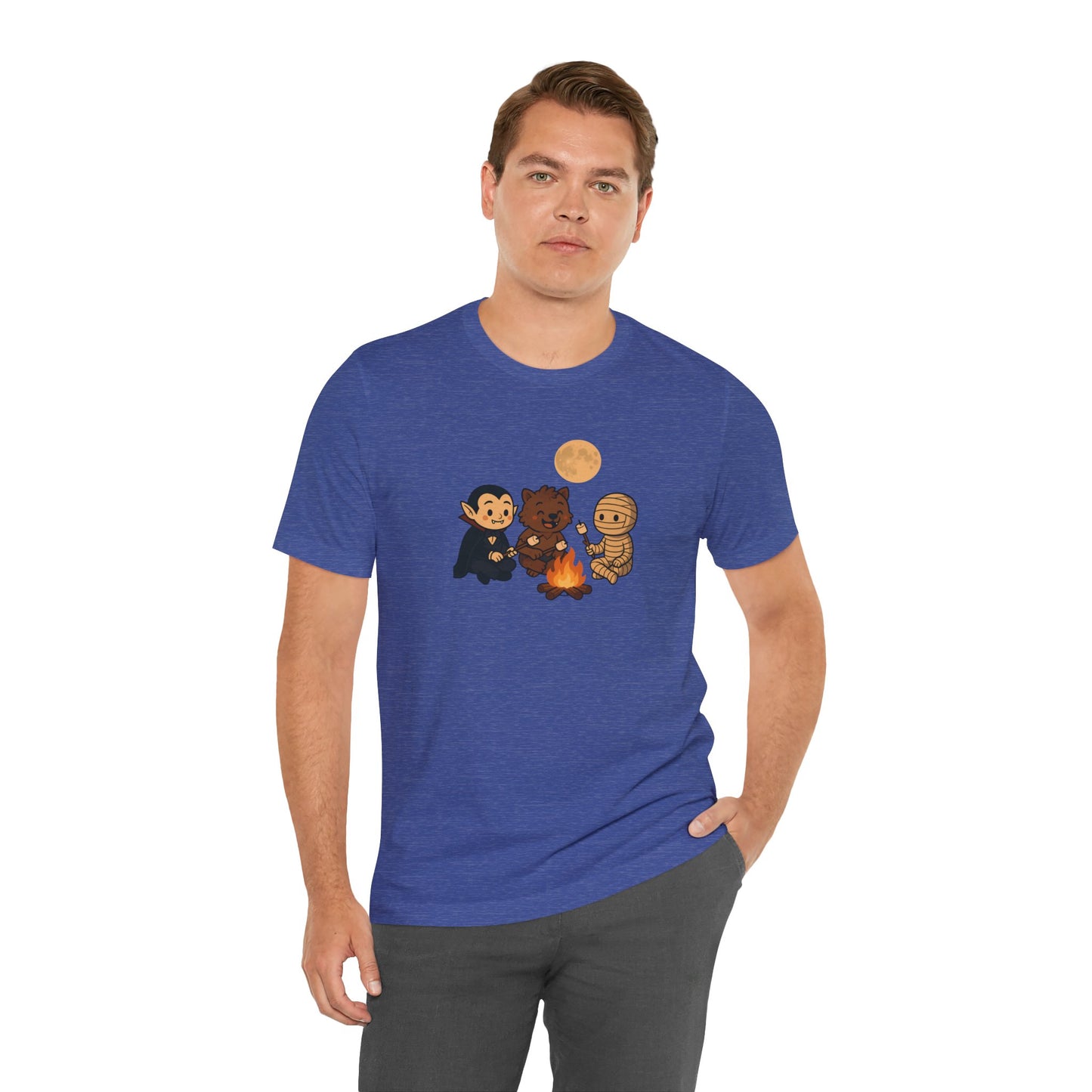 Halloween Monsters Campfire T-Shirt – Cute Monster Shirt with Roasting Marshmallows