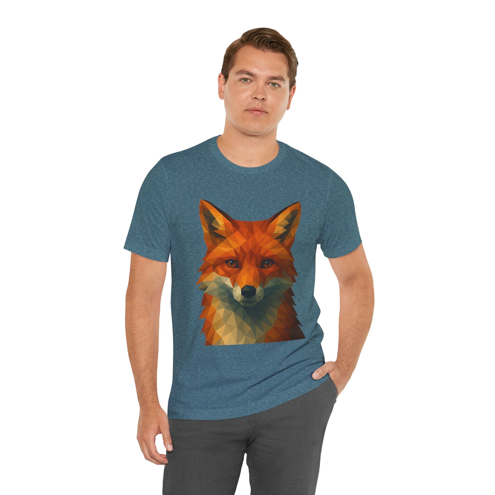 Geometric Fox T-Shirt – Polygon Animal Tee with Nature Vibes - WhimSpin - https://whimspin.com