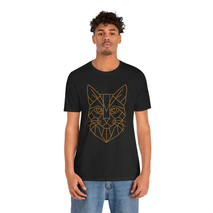 Geometric Cat T-Shirt – Minimalist Line Art Tee