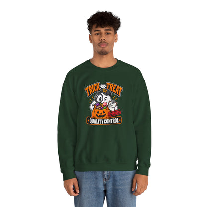 Trick-or-Treat Quality Control Sweatshirt – Funny Halloween Cozy Top