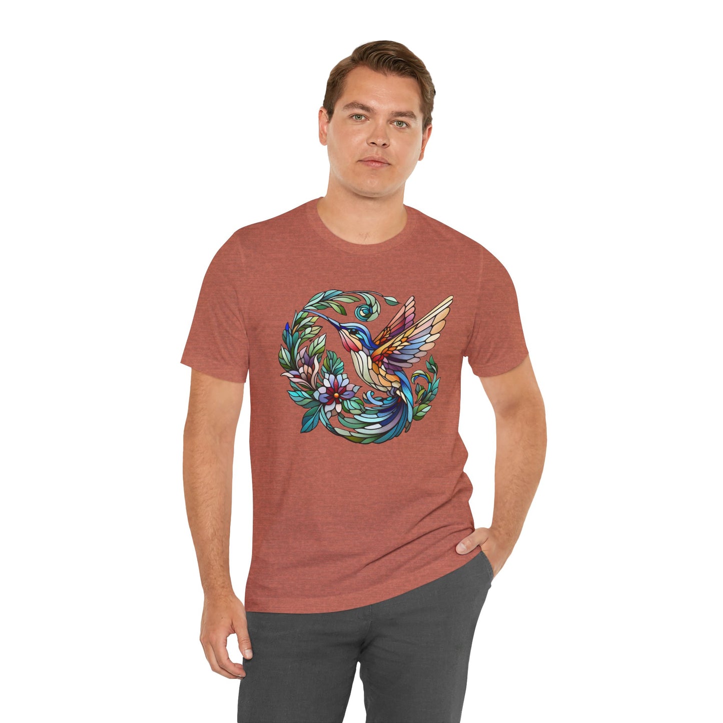 Stained Glass Hummingbird Tee – Vibrant Nature Shirt
