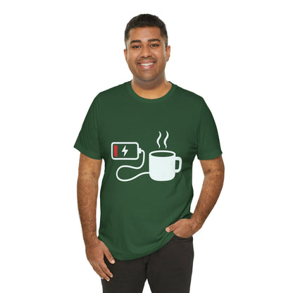 Low Battery Need Coffee Tee – Funny Caffeine Graphic T-Shirt