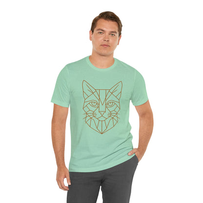 Geometric Cat T-Shirt – Minimalist Line Art Tee
