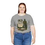 Heather gray crewneck T-shirt with green shrub and cactus graphic on front