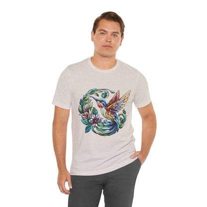 Stained Glass Hummingbird Tee – Vibrant Nature Shirt - WhimSpin - https://whimspin.com