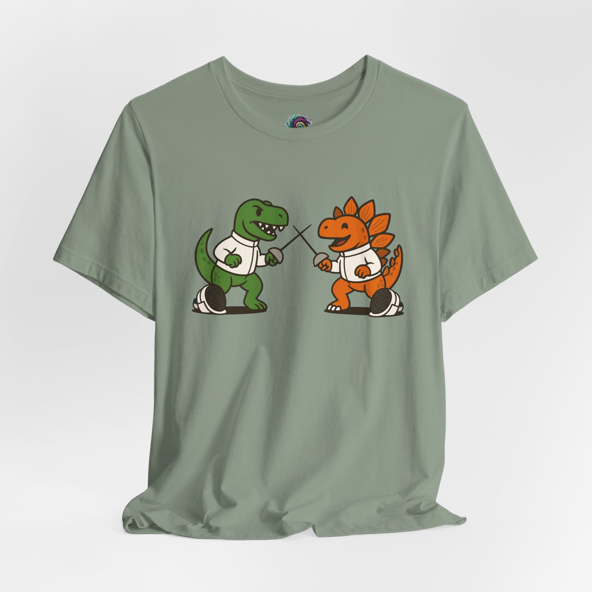 Dinosaur Fencing T-Shirt – T-Rex vs Stegosaurus Tee