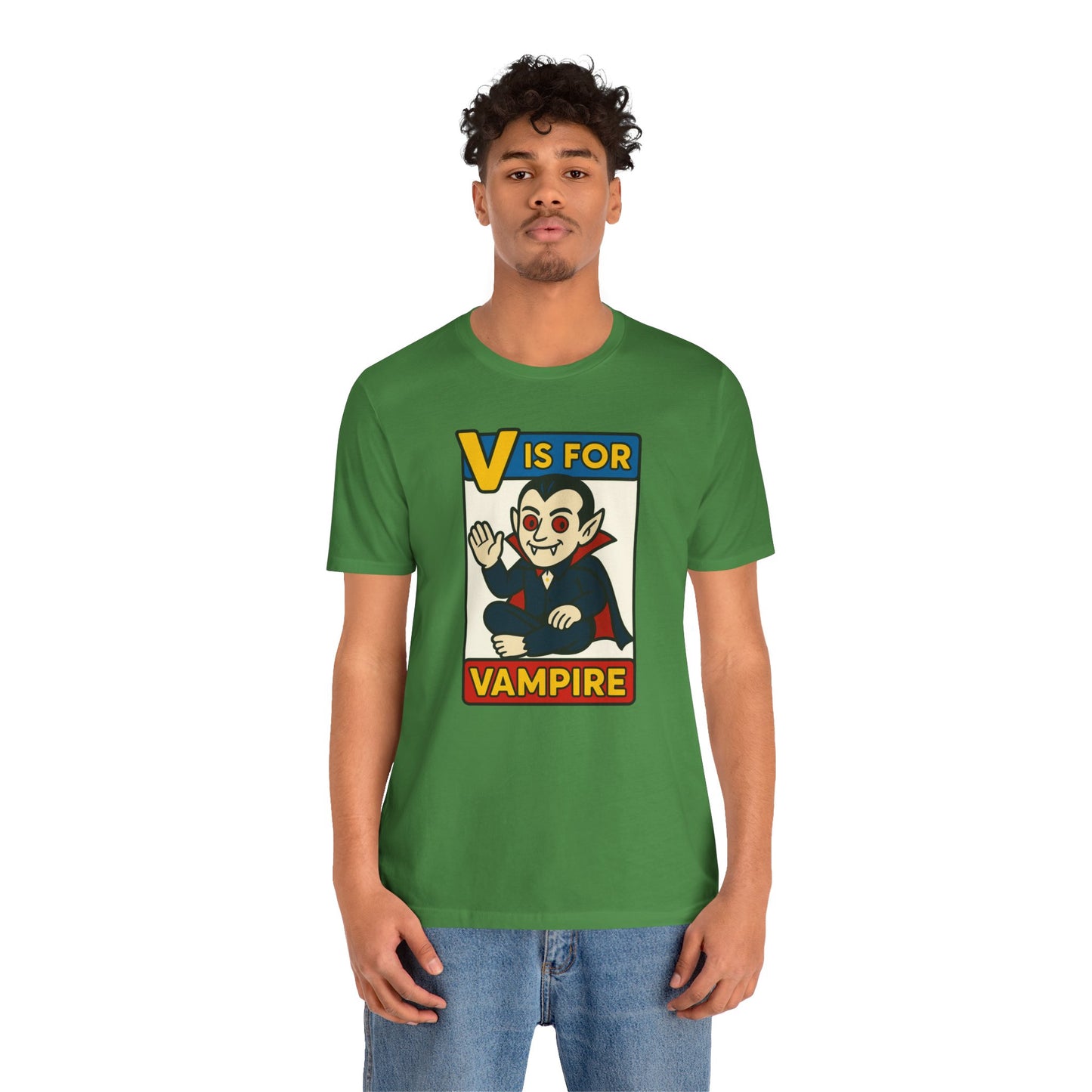 V is for Vampire T-Shirt – Funny Halloween Legend Alphabet Tee
