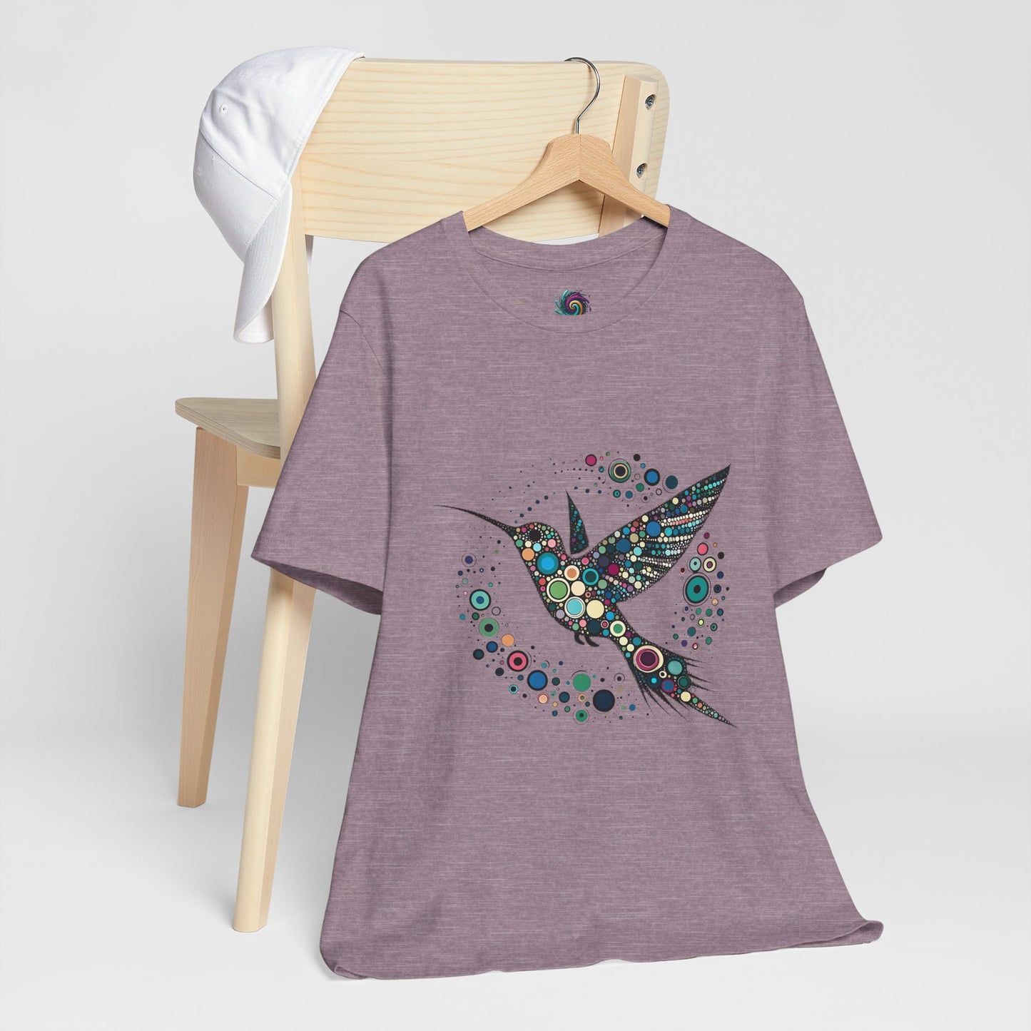 Hummingbird Dot Art T-Shirt – Colorful Nature-Inspired Graphic Tee