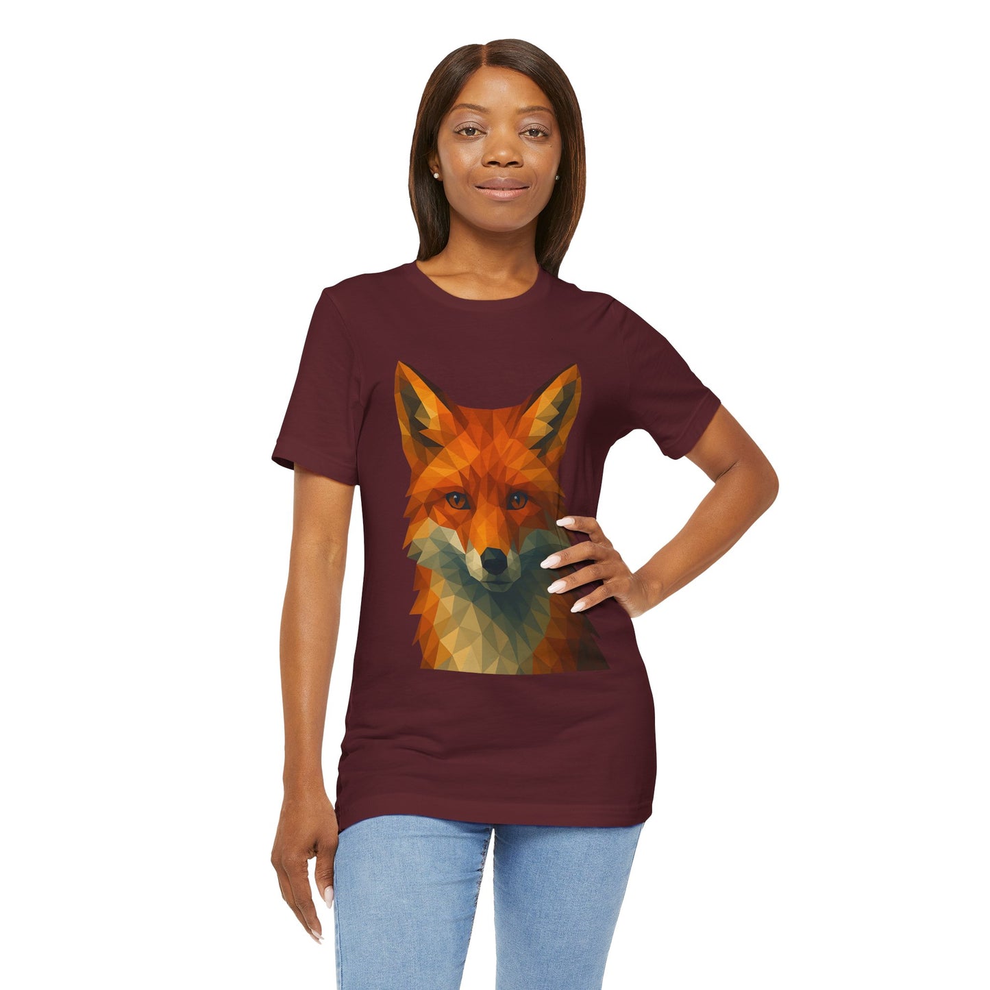 Geometric Fox T-Shirt – Polygon Animal Tee with Nature Vibes - WhimSpin - https://whimspin.com
