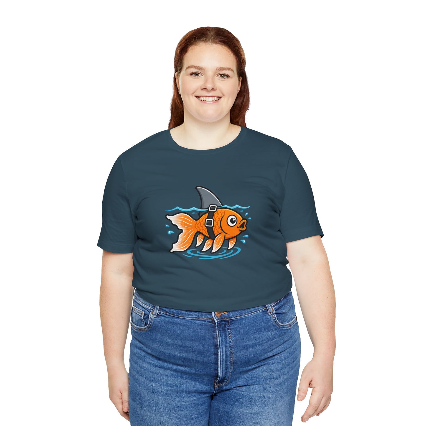 Goldfish Shark T-Shirt – Funny Fish Swimming  Graphic Tee