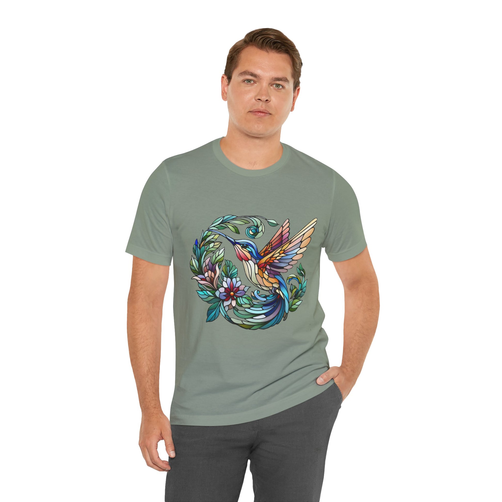 Stained Glass Hummingbird Tee – Vibrant Nature Shirt - WhimSpin - https://whimspin.com
