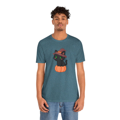 Halloween Cat Shirt – Cute Cat on a Pumpkin Graphic Tee