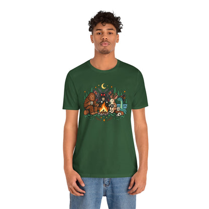 Cryptid Campfire T-Shirt – Bigfoot, Mothman & Nessie Tee