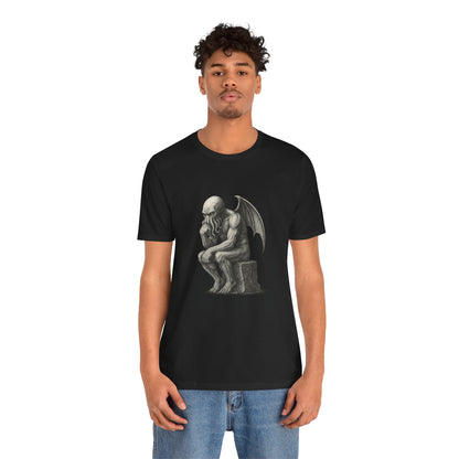 Cthulhu The Thinker Tee – Lovecraftian Parody Shirt