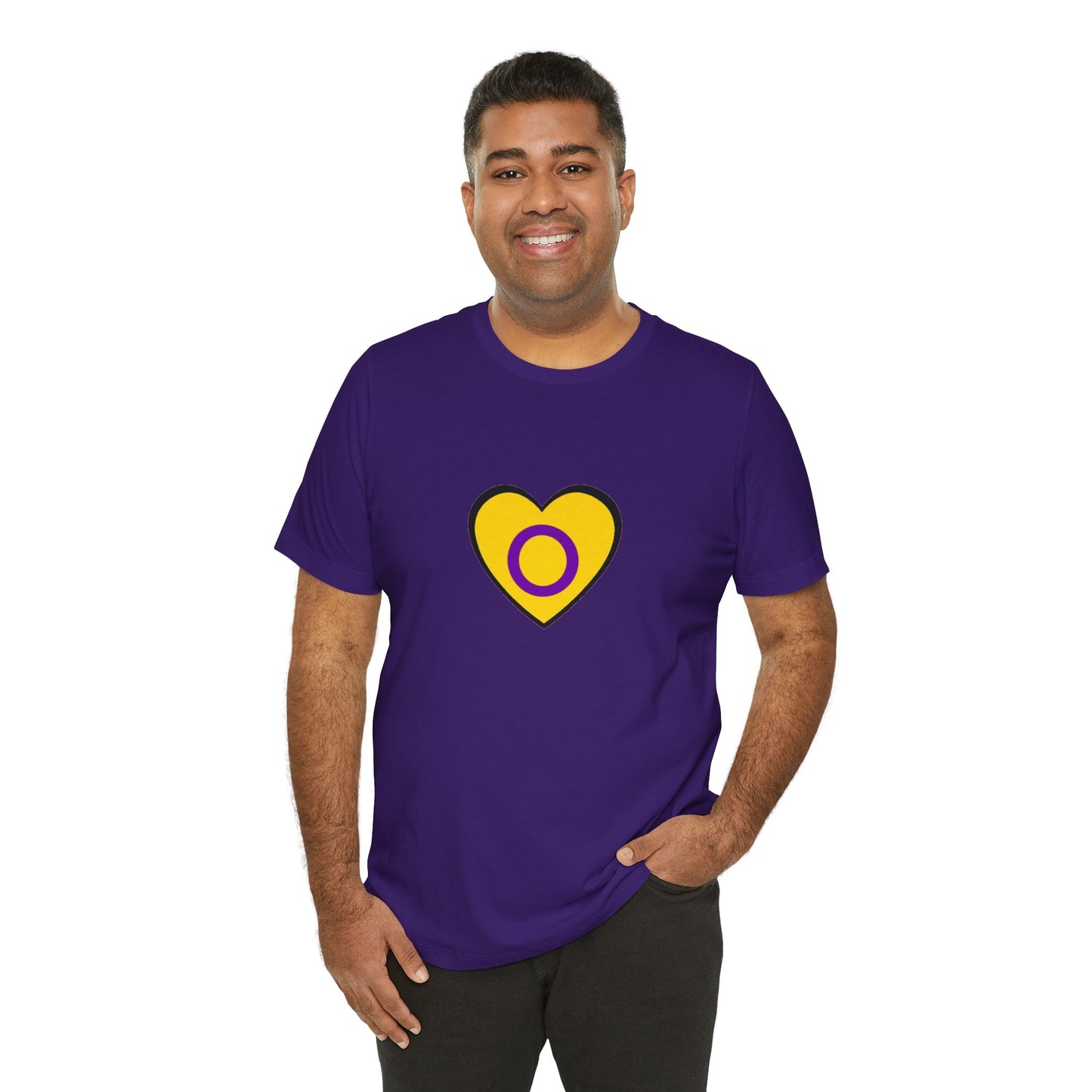 Intersex Pride Flag Heart T-Shirt – Minimalist LGBTQ+ Support Tee