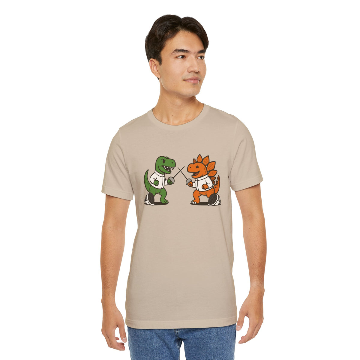 Dinosaur Fencing T-Shirt – T-Rex vs Stegosaurus Tee